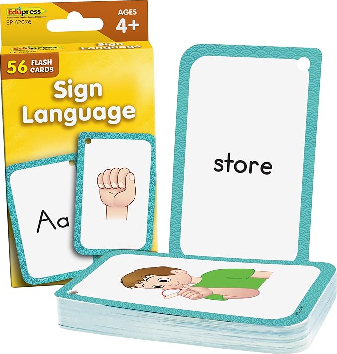 Teacher Created Resources Sign Language Flash Cards (EP62076), White Medium