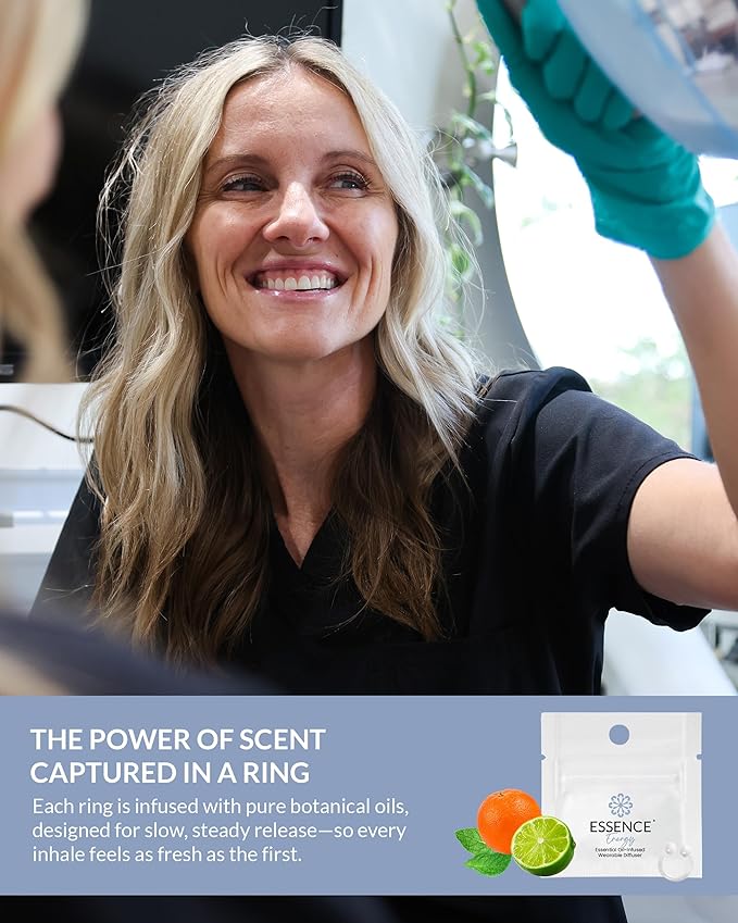 Essence Wearable Aromatherapy Nasal Diffuser – Energy Blend Essential Oil Nose Ring – Personal Scent Clip for Travel, Work & Everyday Use – Made in USA (3 Pack)