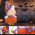 17cm Doll Clothes Set - Handmade Knitted Adorable Witch Pumpkin Style for Dolls Dress Up (Purple)