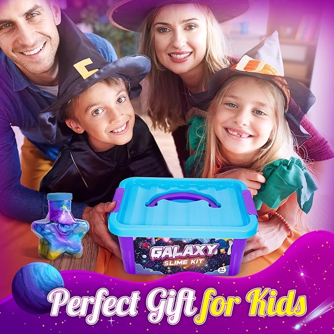 Slime Kit,Toys for 6 7 8 9 10 11 12 Year Old Girls Boys Galaxy Slime Making Kit Making Butter Slime Dark Powder to Make Glitter Galactic Slimes Stress Relief Toys Fun Birthday Gifts