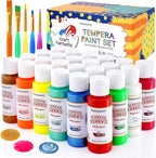 Fantastory Tempera Paint for Kids 24 Colors (2 oz Each) Washable Tempera Paint, Kids Poster Paint Sponge Painting, Non-Toxic Kids Paint Finger Paints Hand Paints Bottles Gifts