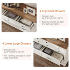 WAMPAT 2-in-1 Kids Dresser for Nursery with 16 Drawers, Off White Baby Dresser Set for Kids Room, Wide Wooden Chests & Dressers for Bedroom, Distressed Storage Organizer for Child’s Room, 54 Inch