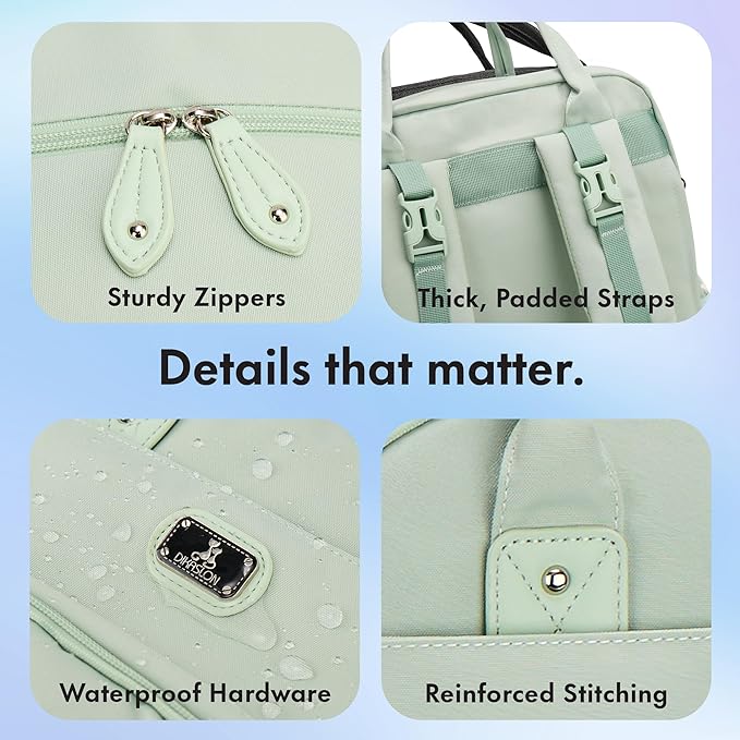 Dikaslon Diaper Bag Backpack with Portable Changing Pad, Pacifier Case and Stroller Straps, Large Unisex Baby Bags for Boys Girls, Multipurpose Travel Back Pack for Moms Dads, Mint Green