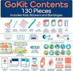 KeepGoing Travel First Aid Kit for Kids – 130 Pc. for Car, Home, Purse, Diaper Bag & Backpack with Latex-Free Bandages - Mini First Aid Kit Travel Size TSA-Approved