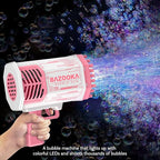 Bubble Gun, Bazooka Bubble Machine Gun, Bubble Blaster Gun with Bubble Solution, 69 Holes Bubble Bazooka Gun Outdoor Summer Toy Party Favors for Kids Pink Bubble Maker Blowers