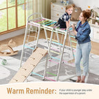 JAXPETY 9-in-1 Indoor Playground, Indoor Jungle Gym for Kids, Toddler Montessori Climbing Gym, Inside Play Gym with Slide, Swing, Monkey Bar, Ladder, Rings