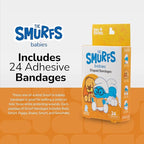 BioSwiss Bandages, The Smurfs Baby Smurf Shaped Self Adhesive Bandage, Latex Free Sterile Wound Care, Fun First Aid Kit Supplies for Kids and Adults, 24 Count Box