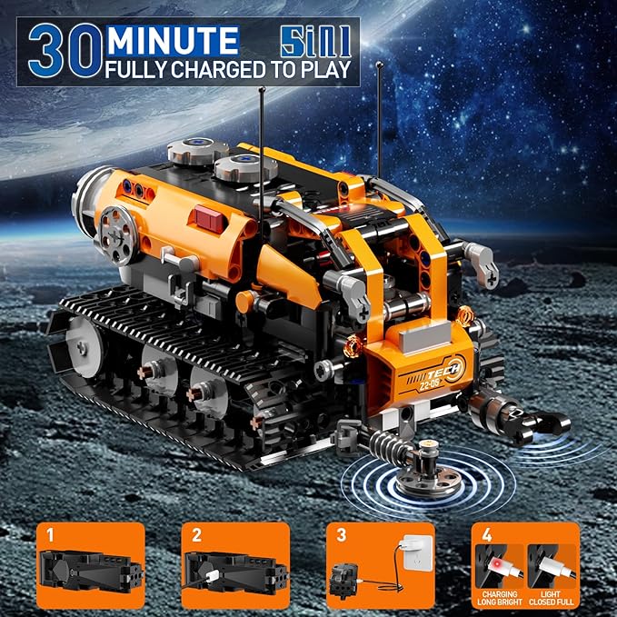 STEM Building Toys for Kids 6-12, 5in1 Remote & APP Controlled STEM Robot Car Tank Building Kit, 600 Pcs DIY Educational Building Blocks Set for Kids Science Learning, Boys Girls Birthday Gifts Ideas