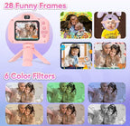 Seckton Upgrade Kids Selfie Camera, Birthday Gifts for 5 6 7 8 9 10 Year Old Girls, HD Digital Cameras for Kids with Flash, 2.4" Portable Camera Toys for 3-12 Year Old Girls-Pink