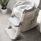 Jool Baby Potty Training Seat with 2 Step Ladder for Toddlers - Soft Cushioned Seat & Splash Guard, Adjustable Height (Gray)