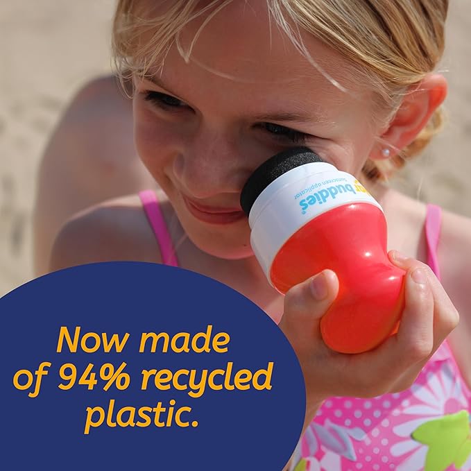 Solar Buddies Sunscreen Applicator - Single Red - Refillable Roll on Sponge Sunscreen, Suncream & Lotion Applicator For Kids, Adults & Families - Holds 3.4fl oz, Perfect Size for Travel