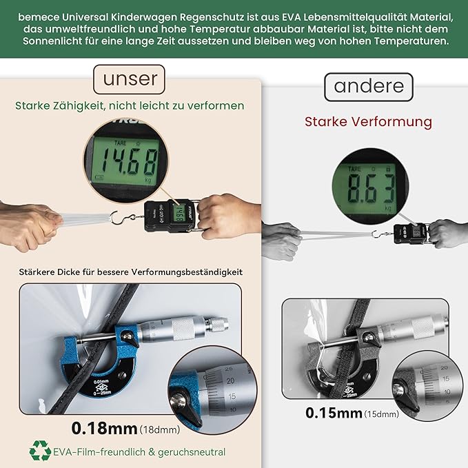 Bemece Stroller Rain Cover, Universal Stroller - Waterproof Windproof Travel Weather Shield Thick & Durable Protect from Dust and Snow with Breathable Ventilation Mesh Clear Visibility