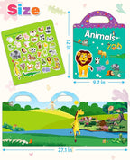 Benresive Reusable Sticker Book for Toddlers 2-4 Years, Fun Travel Stickers for Kids, Waterproof Sticker Books for Toddlers 1-3, Crafts Activities for Todddlers 1-3 2-4 3-5 - Animals Zoo