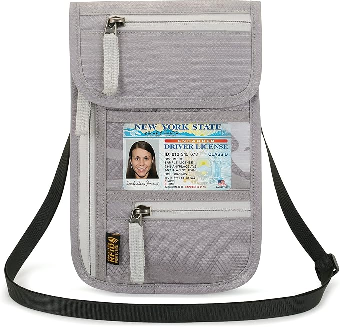 Neck Wallet Lightweight RFID Blocking Waterproof Travel Pouch for Women Men