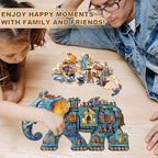 Jigfoxy Wooden Puzzles for Adults, Elephant House Wood Puzzles Adult, Unique Animal Shape Wooden Jigsaw Puzzles for Adults, Birthday Gifts for Puzzle Lovers, Family, Friend (S-8.5 * 7.4in-100pcs)