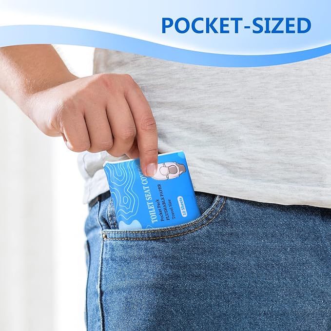 TenFans Flushable Water-Soluble Toilet Seat Covers (120 Pack) - Disposable Toilet Paper Liners for Kids Potty Training, Adults & Travelers - Public Restroom & Camping Essentials