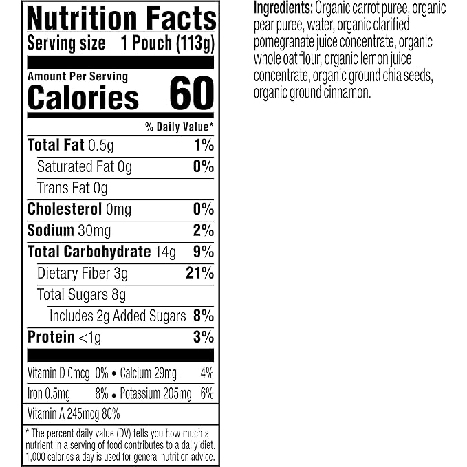 Plum Organics Mighty Immunity Organic Toddler Food - Carrot, Pear, Pomegranate, and Oat - 4 oz Pouch (Pack of 12) - Organic Vegetable Toddler Food Pouch