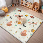 Foldable Baby Play Mat, PIGLOG Waterproof Playmats for Babies and Toddlers Kids, Safe Foam Playmat for Tummy Time, 50x50 Playpen Mat, Reversible Portable Baby Floor Mat for Infant, Toddler, Dragonfly