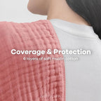 Comfy Cubs Muslin Burp Cloths 20" x 10", Pack of 10 - Large, 6-Layer, Ultra Absorbent 100% Cotton for Baby Drool and Messes - Soft, Safe & Gentle Baby Burp Cloths for Boys & Girls - Multi Girl