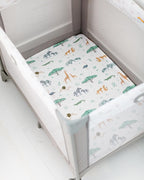 Pack and Play Sheets Fitted, Mini Crib Sheets for Graco Pack N Play Playard (38x26), Ultra Soft Organic Cotton Blend, Safe & Snug Playpen Mattress Sheet for Baby Boys & Girls, Safari Adventure, 2-Pack