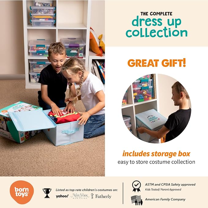 Born Toys Dress Up & Pretend Play Kids Costumes Set Ages 3-7, Washable Kids Dress Up Clothes for Play