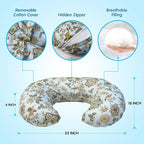 Nursing Pillow, Breastfeeding Pillow with Removable Cover, Ergonomic Breast Feeding Pillow, Baby Feeding Support Cushion for Mom Easier Breastfeeding- Original Size/Boho Garden