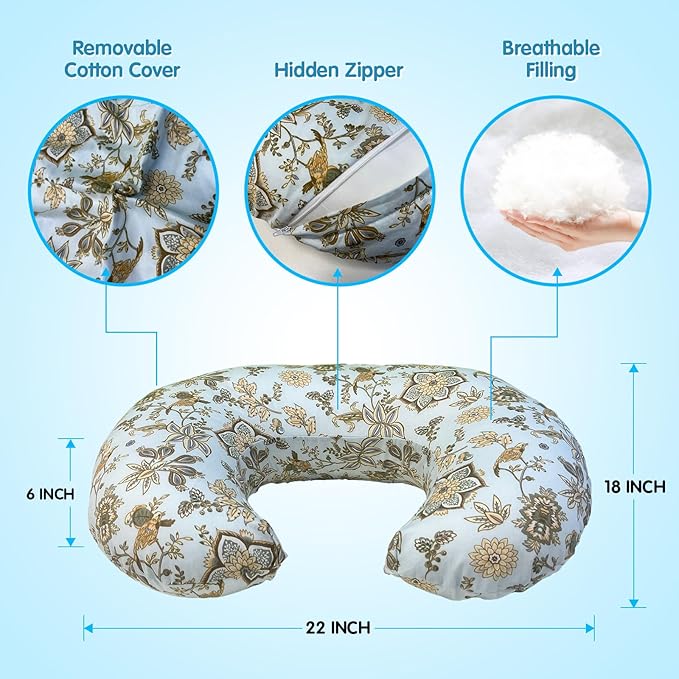 Nursing Pillow, Breastfeeding Pillow with Removable Cover, Ergonomic Breast Feeding Pillow, Baby Feeding Support Cushion for Mom Easier Breastfeeding- Original Size/Boho Garden