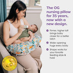 Boppy Nursing Pillow - Ergonomic Bottle & Breastfeeding Pillow with High, Firm, Large Area, Water-Repellent Cushion with Washable Cover; Baby Safety Alliance Verified - Colorful Forest Animals