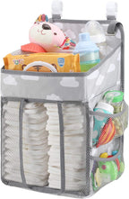 Accmor Hanging Baby Diaper Caddy Organizer, Diaper Stacker, Baby Crib Hanging Classified Storage Bag Organizer for Changing Table, Crib, Playard or Wall & Nursery Organization, Grey Cloud