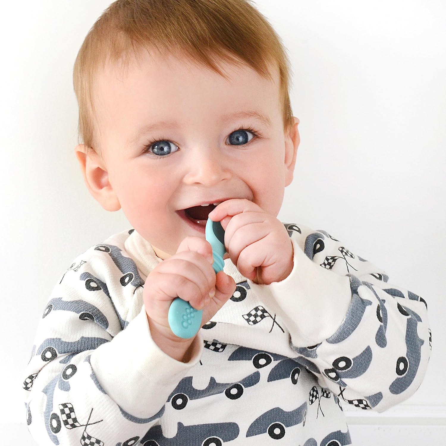 PrimaStella Silicone Chew Spoon Set for Babies and Toddlers - Safety Tested - BPA Free - Microwave, Dishwasher and Freezer Safe - Rosy Shades