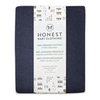 HonestBaby unisex-baby Fitted Crib Sheets Set Standard Mattress, 100% Organic Cotton Baby Boys, Girls, Neutral, 1 Pack - Rainbow Stripe Blues, One Size