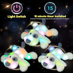 Hopearl LED Plush Puppy Lighting Up Stuffed Animal Dog Floppy Pup Night Lights Glow in The Dark Birthday Festival for Kids Toddler Girls, White, 14''