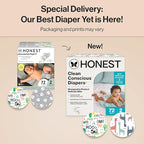 The Honest Company Clean Conscious Diapers for Delicate Skin | Up to 100% Leakproof | Hypoallergenic, Fragrance Free | Gender Neutral | Club Box, Size 2 (12-18 lbs), 72 Count (Prints May Vary)