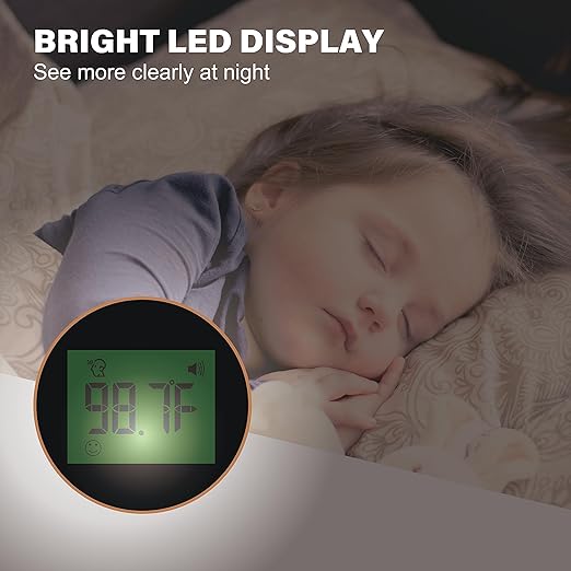 Amplim Baby Thermometer | 3-in-1 Accurate Infrared Thermometer for Ear, Forehead & Touchless, Fever Thermometer for Baby, Infants, Toddlers, Kids & Adults | White Base Stand & Clock