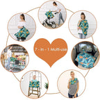 Carseat Cover Boy and Girls - Multi-use Nursing Car Seat Canopy Cover for Breastfeeding, Infant Stroller Cover, High Chair Cover (Green Leaves)
