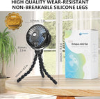 snawowo Mini Portable Baby stroller Fan, Battery Operated Personal Small Handheld Fan, 360° Rotate Flexible Tripod Rechargeable Clip On for Car Seat Crib Bike Treadmill Travel Camping Black