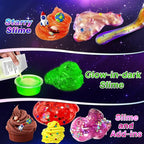 Metallic Slime Kit for Girls, Glimmer Crunchy, Galaxy Slime Making Kit for Girls Boys 6-12, Glow in The Dark DIY Slime Kit with Add-ins, Foam Balls, Charms, Glitters, Party Favors Gift Toys for Kids