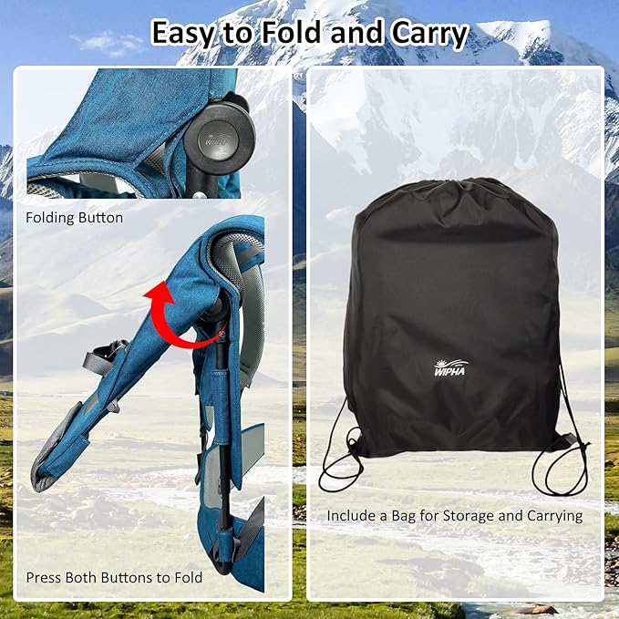 WIPHA Hiking Backpack Carrier, Lightweight Toddler Shoulder Carrier with Sun Shade, Foldable Frame, Breathable Mesh Backrest, Toddler Hiking Backpack for Kids 6 Months to 4 Years Old