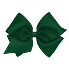 Wee Ones Girls' Plain Wrap Classic Grosgrain Hair Bows on a WeeStay No-Slip Hair Clip, Handmade, Mini King, Forest Green