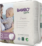 Bambo Nature Hypoallergenic Dream Baby Diapers, Premium Eco-Labeled Sustainable Diapers, Enhanced Leakage Protection, Totally Chlorine-free, Skin Friendly, and Super Absorbent - Size 3 (87 Count)