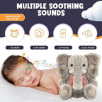 Gemma Joy Bedtime Baby Soothers for Sleep, Cry Activated Heartbeat Stuffed Animal for Baby, Newborn, Calming Light, Lullaby Music, White Noise, Shush and Mother’s Heartbeat - (Elephant, Rechargeable)