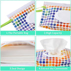 FEBSNOW 4 Pack Baby Wipe Dispenser, Portable Wet Wipe Holder Container, Reusable Wipes Dispenser Cases, Lightweight Travel Wet Wipe Pouch