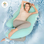 Cute Castle Cooling Cover Pregnancy Pillows, Soft U-Shape Maternity Pillow with Removable Cover - Full Body Pillows for Adults Sleeping - Pregnancy Must Haves - Jumbo 57 Inch - Turquoise