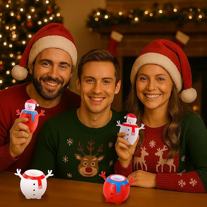 RunNico 12 Pack Christmas Snowman Squeeze Sensory Toy, Santa Claus Squishy Fidget Toys, Stretchy Christmas Snowman Relieve Stress Ball for Holiday Decoration Party Favors Adult Anxiety Relieve