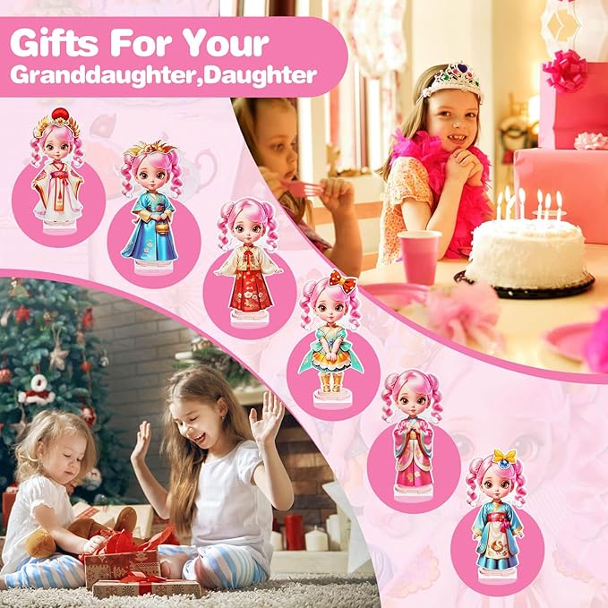 Magnetic Dress Up Dolls,Paper Dolls for Girls Ages 4-10,DIY Princess Magnetic Dress-Up Doll Pretend Play Set, Great for Girl Birthday (Liz)