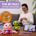 Cookie Box Crochet Kit for Beginners - Learn to Craft Amigurumi Stuffed Animals - Knitting Gift for Kids and Adults - Beginner-Friendly Yarn - Stitch-by-Stitch Video Tutorial - Jellyfish Jenny