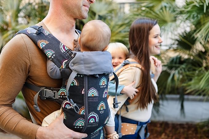 Beco Baby Carrier 8 Hybrid Newborn to Toddler Carrier (7-45lbs) - All in 1 Mesh Backpack, Front and Hip Carrier with Adjustable Seat - Cooling Ergonomic Carrier (Boho Rainbow)