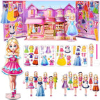 Yuzee Princess Magnetic Dress Up Games for Girls - Magnetic Paper Dolls for Girls Ages 4-7, 35 Piece Role Play Travel Toy Dress Up Set, with 3D Store Wardrobe Game Scene, Dress Up Games for Kids