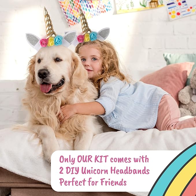 Unicorn Painting Kit for Girls - STEM Certified Unicorn Craft for Girls Ages 4-6 & up- Paint Your Own Arts and Crafts Includes 2 DIY Headbands & 8 Kids Painting Crafts for Fun Screen-Free Play