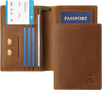 Ringsun Leather Passport Cover for Men Women, RFID Passport Wallet Case Travel Passport Holder for Family